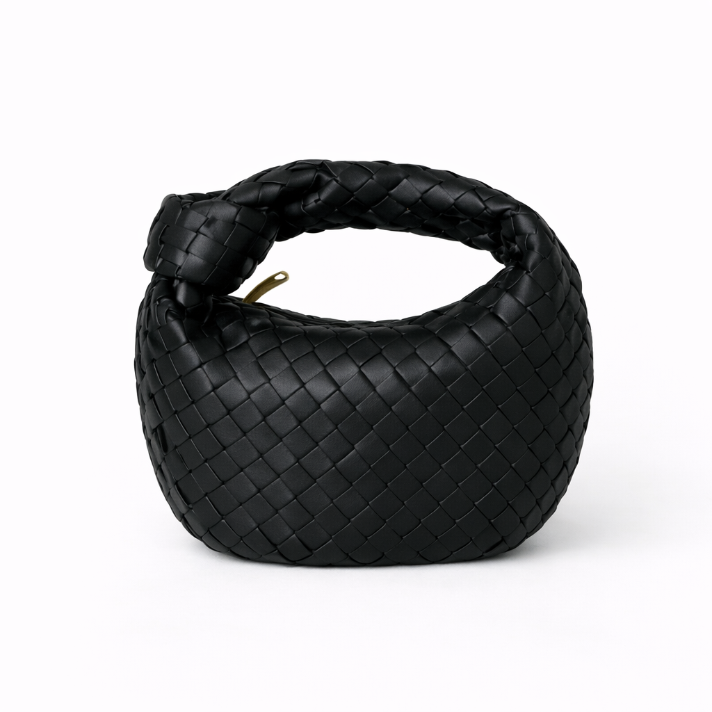 Luxury Woven Knot Handle Bag – Soft Vegan Leather – Spacious Everyday Carryall