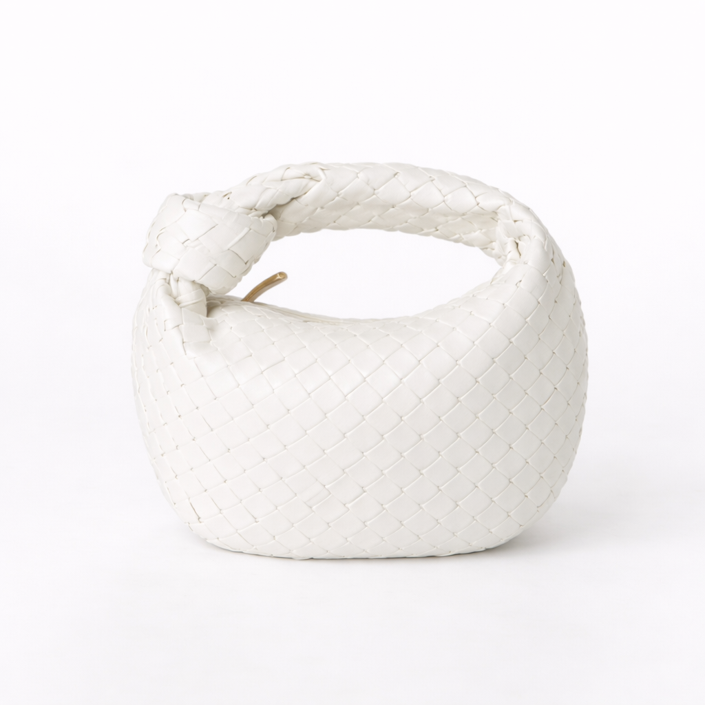 Luxury Woven Knot Handle Bag – Soft Vegan Leather – Spacious Everyday Carryall