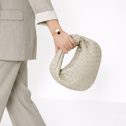 Luxury Woven Knot Handle Bag – Soft Vegan Leather – Spacious Everyday Carryall