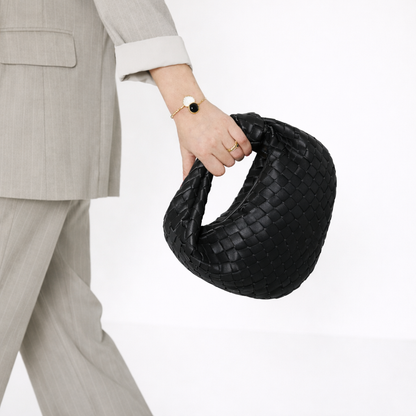 Luxury Woven Knot Handle Bag – Soft Vegan Leather – Spacious Everyday Carryall