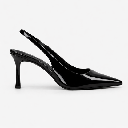 Women’s Stylish Black Slingback Heels – Pointed Toe – Comfortable All-Day Heel
