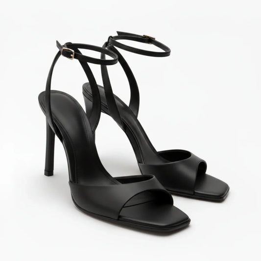 Women’s High Heel summer Sandals – Square Toe Ankle Strap Fit – Comfortable Summer Footwear UK