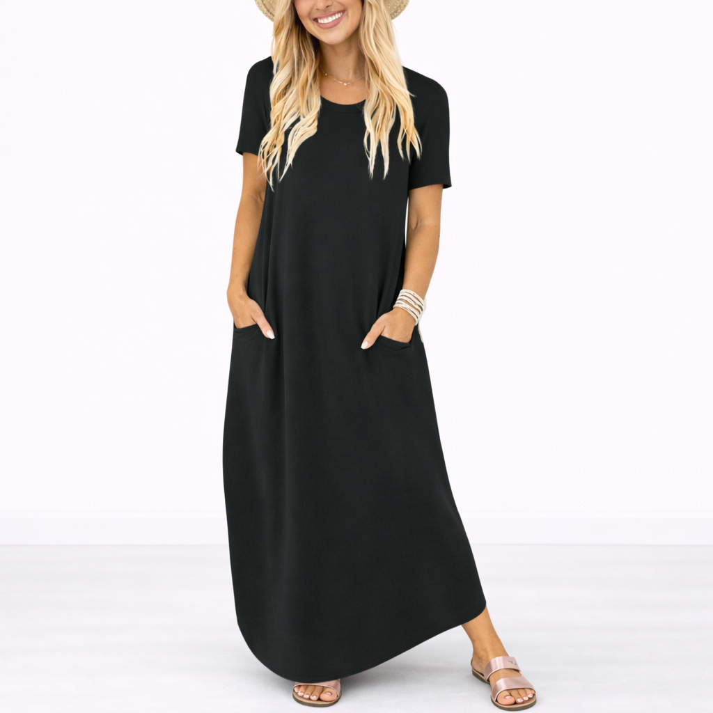 Maxi Dress Women Casual Round Neck Lightweight Summer