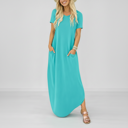 Maxi Dress Women Casual Round Neck Lightweight Summer