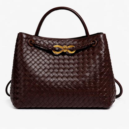 Woven Luxury Tote Bag – Soft Vegan Leather Everyday Shoulder Bag – Spacious Everyday Carryall