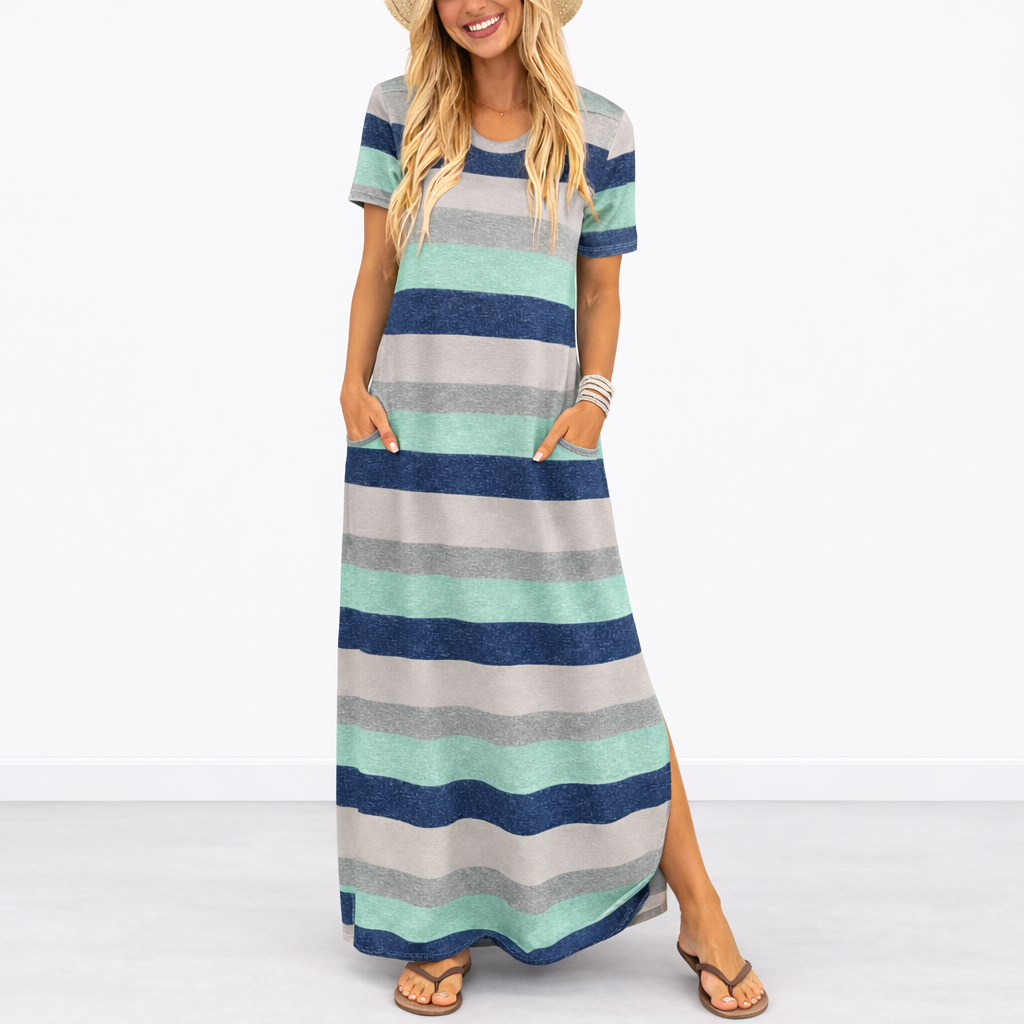 Maxi Dress Women Casual Round Neck Lightweight Summer