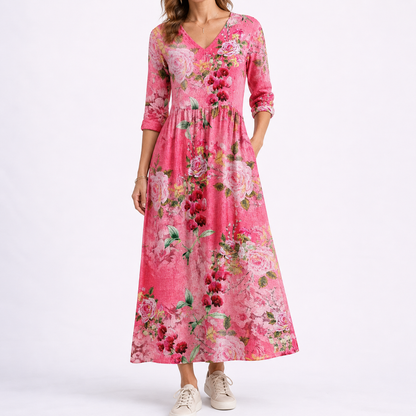 Women's Summer Floral Midi Dress – Lightweight Everyday