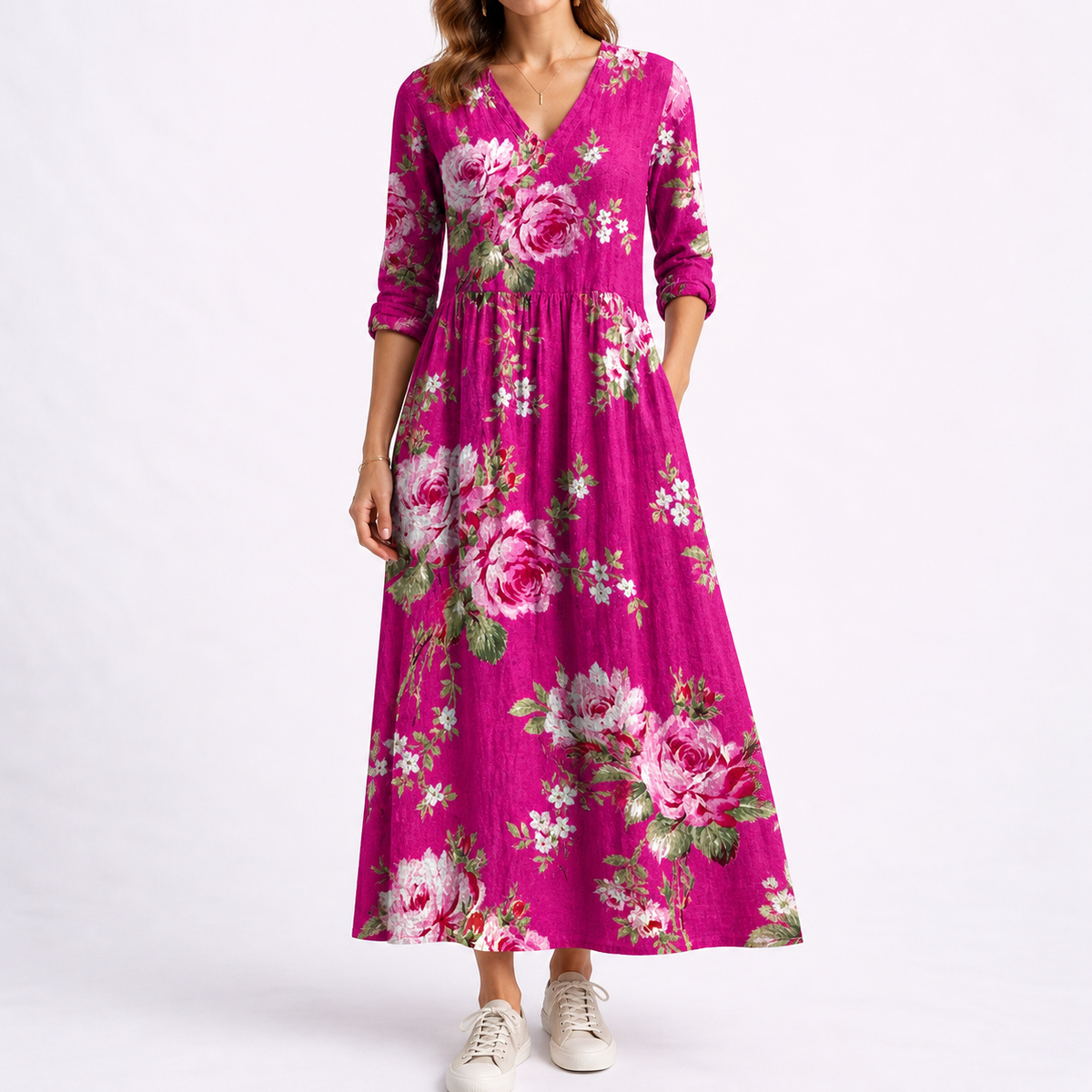 Women's Summer Floral Midi Dress – Lightweight Everyday