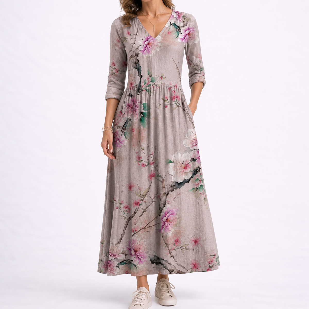 Women's Summer Floral Midi Dress – Lightweight Everyday