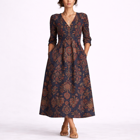 Stylish Floral Linen Dress – Elegant Occasion Wear UK