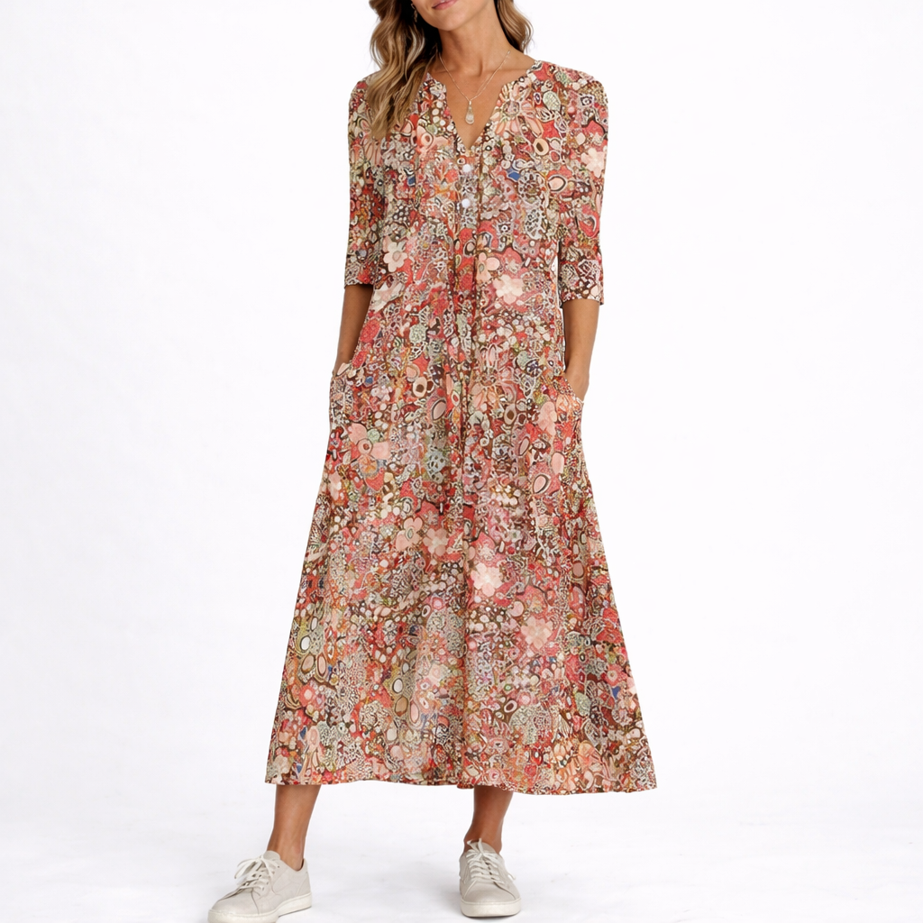 Women's Summer Floral Midi Dress – Flattering Fit for Women