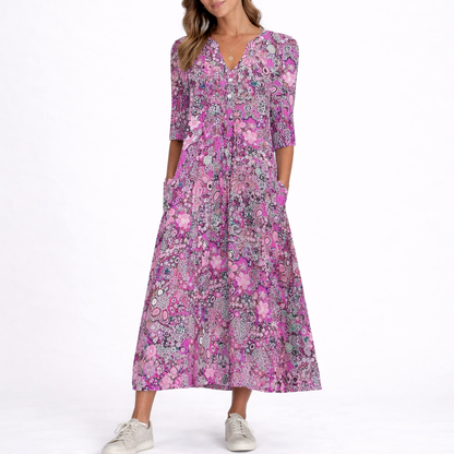 Women's Summer Floral Midi Dress – Flattering Fit for Women