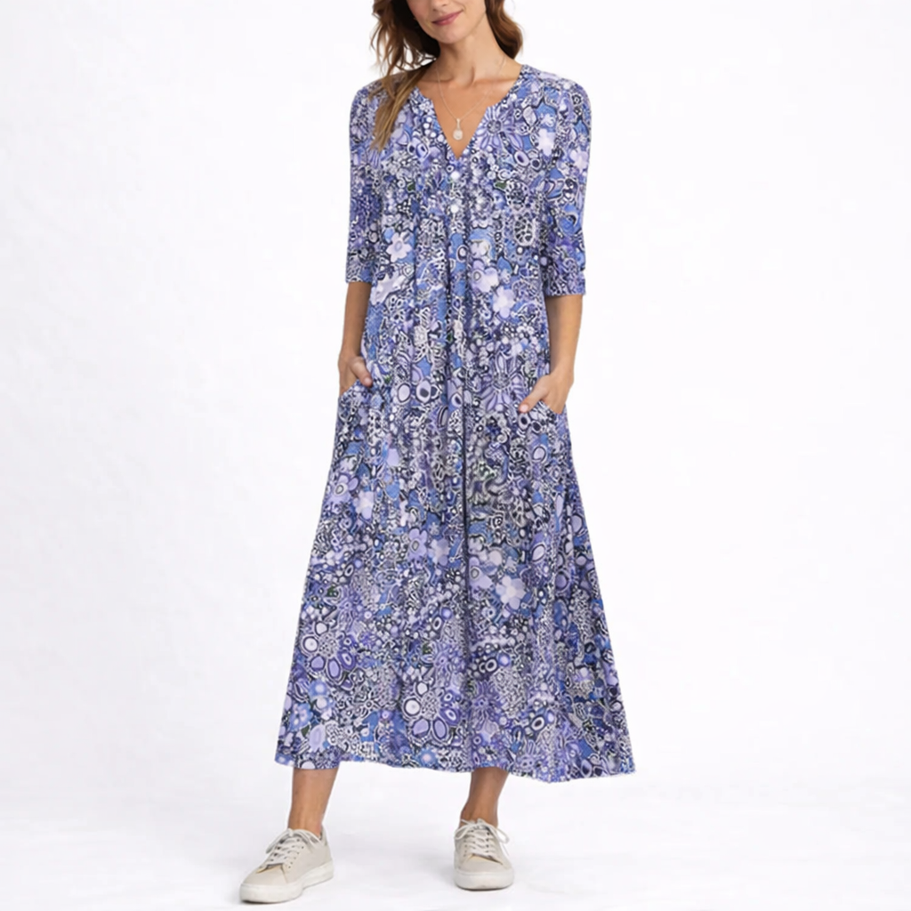 Women's Summer Floral Midi Dress – Flattering Fit for Women