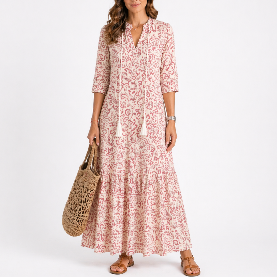 Women’s Summer Floral Midi Dress – Print Lightweight