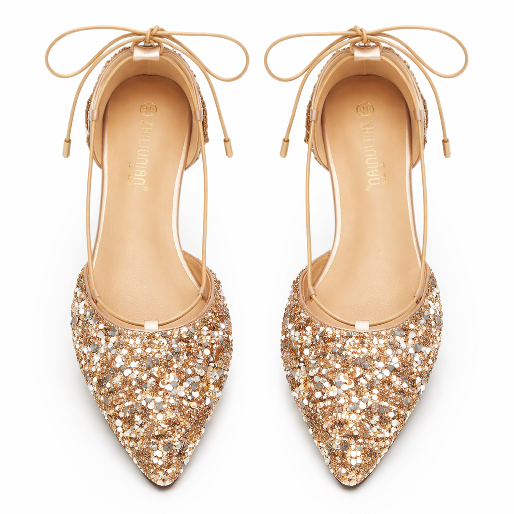 Stylish Gold Lace-Up Wedding Shoes – Lightweight Comfort Fit