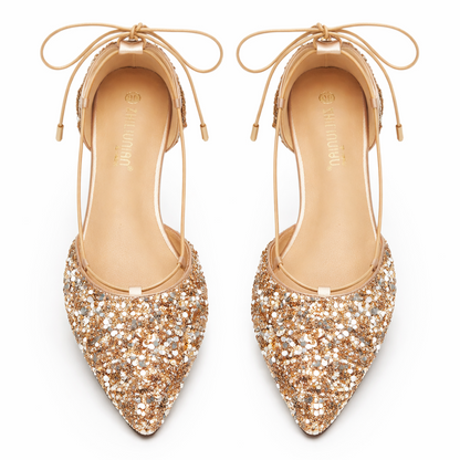 Stylish Gold Lace-Up Wedding Shoes – Lightweight Comfort Fit