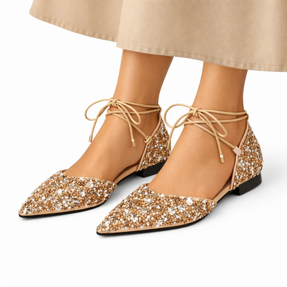Stylish Gold Lace-Up Wedding Shoes – Lightweight Comfort Fit