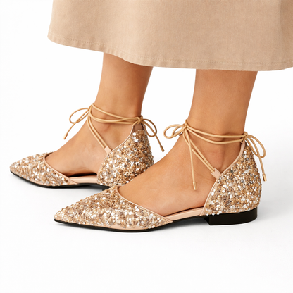 Stylish Gold Lace-Up Wedding Shoes – Lightweight Comfort Fit