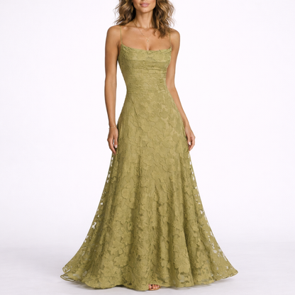 Maxi Dress with Open Back & Floral Texture – Elegant Occasion Wear UK