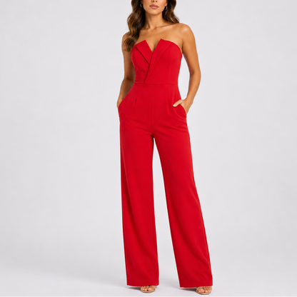 Women’s Stylish Strapless Wide-Leg Jumpsuit – Matching Two-Piece Set UK