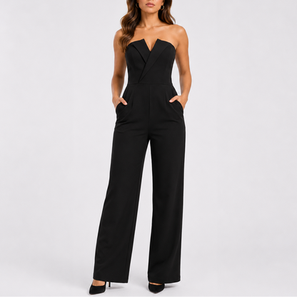 Women’s Stylish Strapless Wide-Leg Jumpsuit – Matching Two-Piece Set UK