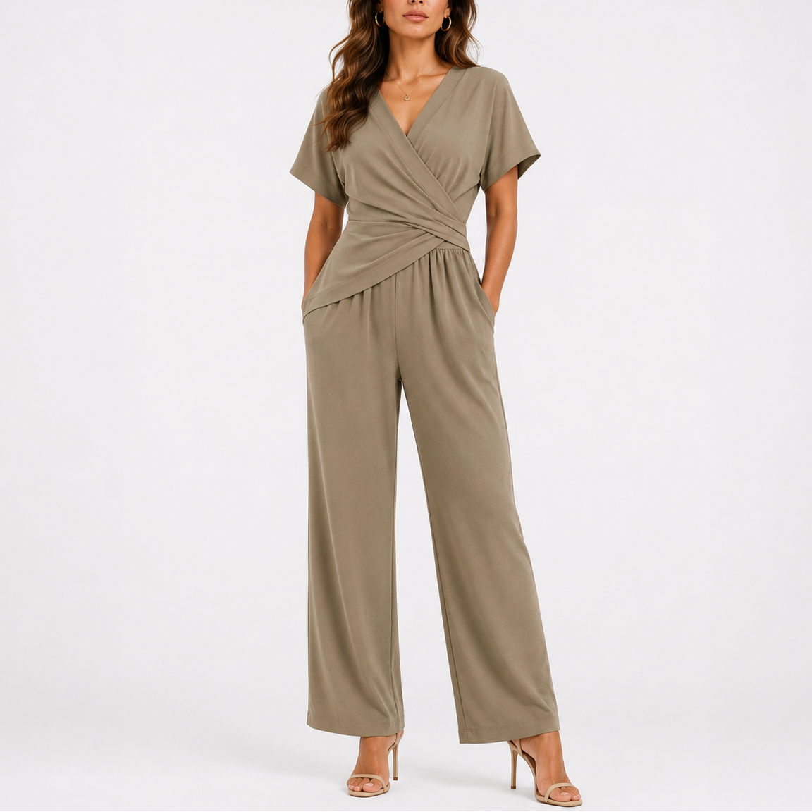 Women’s Stylish Wrap Jumpsuit Two-Piece Set – Coordinated Outfit for Women