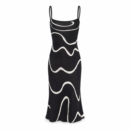 Women’s Black Sleeveless Knit Midi Dress with Mermaid Hem – Flattering Fit for Women