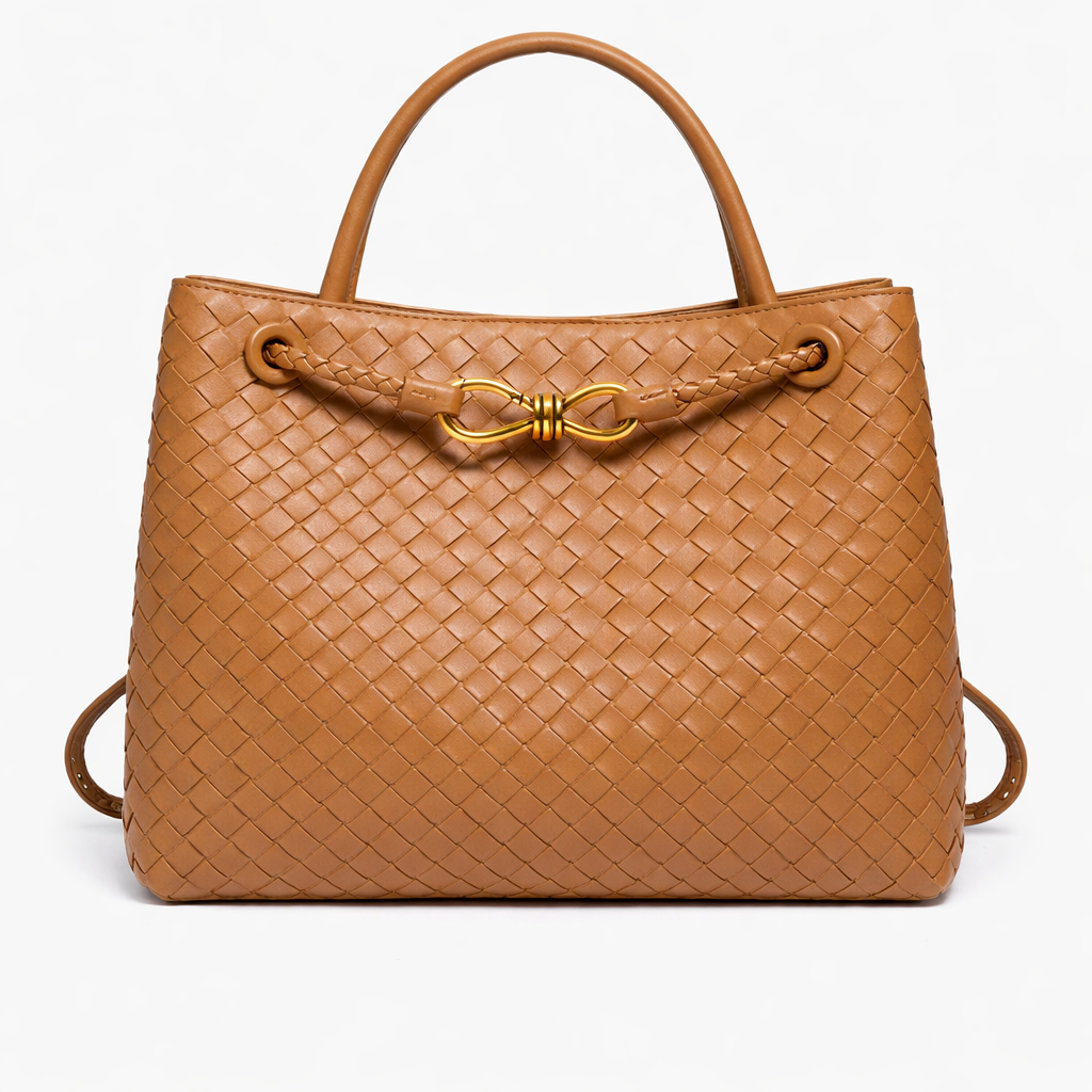 Woven Luxury Tote Bag – Soft Vegan Leather Everyday Shoulder Bag – Spacious Everyday Carryall