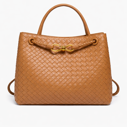 Woven Luxury Tote Bag – Soft Vegan Leather Everyday Shoulder Bag – Spacious Everyday Carryall