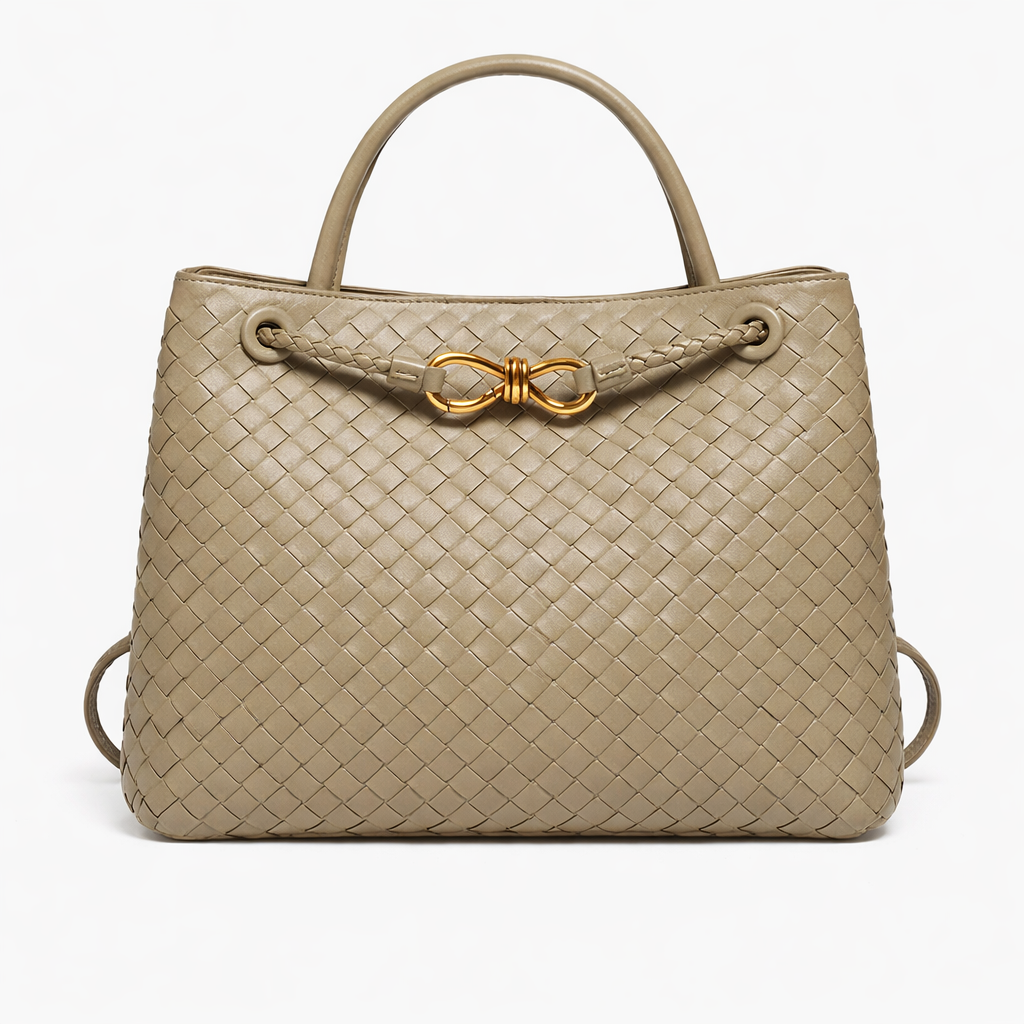 Woven Luxury Tote Bag – Soft Vegan Leather Everyday Shoulder Bag – Spacious Everyday Carryall