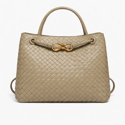 Woven Luxury Tote Bag – Soft Vegan Leather Everyday Shoulder Bag – Spacious Everyday Carryall