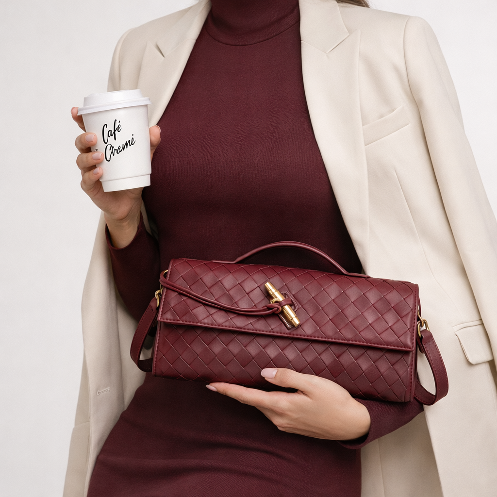 Luxury Woven Clutch Bag – Stylish Evening Shoulder Style – Everyday Accessory UK
