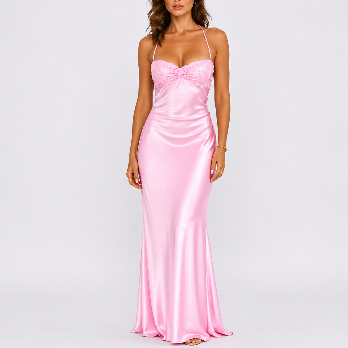 Women’s Stylish Satin Maxi Dress – Flattering Fit for Women