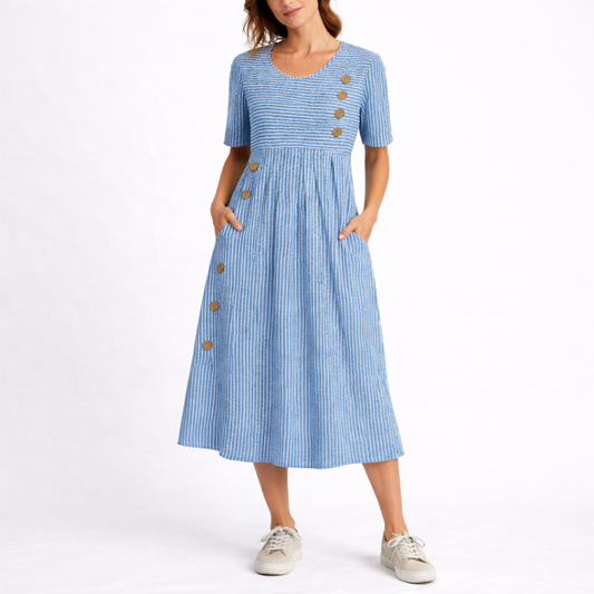 Women's Striped Midi Dress – Effortless Lightweight