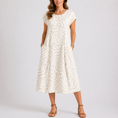 Women’s Everyday Round Neck Midi Summer Dress – Effortless Everyday Style