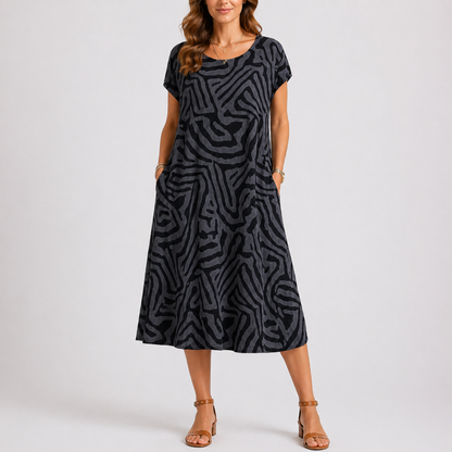 Women’s Everyday Round Neck Midi Summer Dress – Effortless Everyday Style