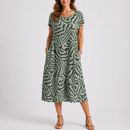 Women’s Everyday Round Neck Midi Summer Dress – Effortless Everyday Style