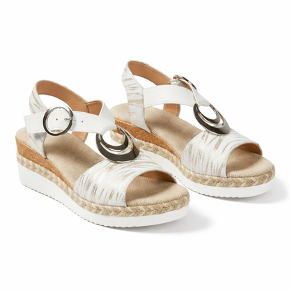 Women’s Metallic Wedge Sandals Comfy Summer Shoes with Ankle Strap – Everyday Walking Comfort