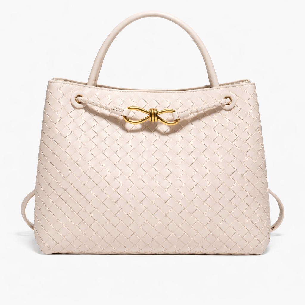 Woven Luxury Tote Bag – Soft Vegan Leather Everyday Shoulder Bag – Spacious Everyday Carryall