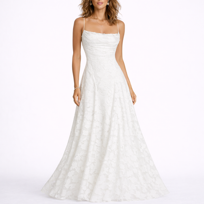 Maxi Dress with Open Back & Floral Texture – Elegant Occasion Wear UK