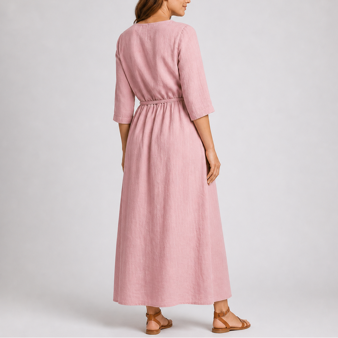 Women’s Summer Midi Dress with Tie Waist and Button Detail – Flattering Fit for Women