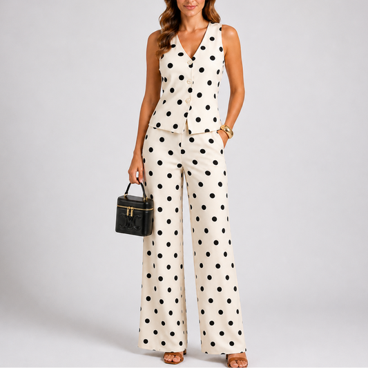 Women’s Summer Two Piece Set – Polka Dot – Coordinated Outfit for Women