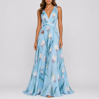 Women’s Stylish Floral Evening Maxi Dress – Elegant Occasion Wear UK