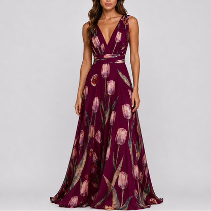 Women’s Stylish Floral Evening Maxi Dress – Elegant Occasion Wear UK