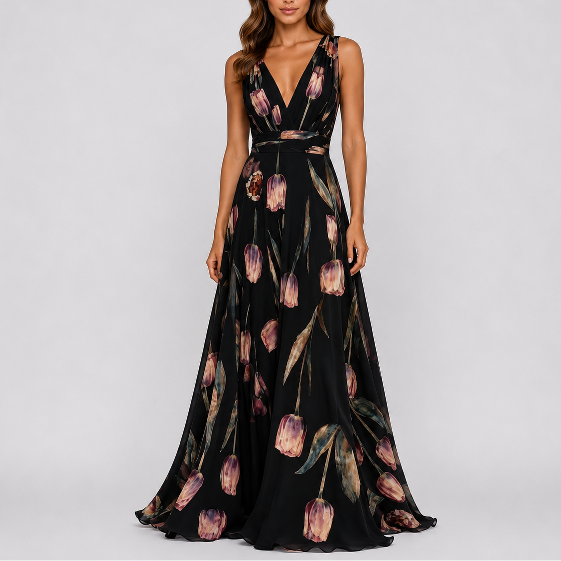 Women’s Stylish Floral Evening Maxi Dress – Elegant Occasion Wear UK