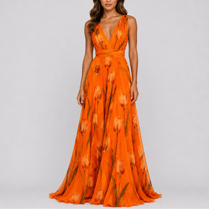 Women’s Stylish Floral Evening Maxi Dress – Elegant Occasion Wear UK
