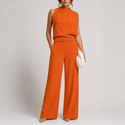 Women’s Jumpsuit with Sleeveless Upper and Wide-Leg Design – Matching Two-Piece Set UK