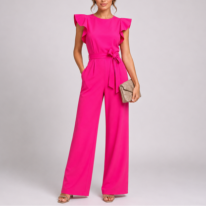 Women’s Stylish Wide-Leg Jumpsuit with Ruffle Sleeves – Coordinated Outfit for Women