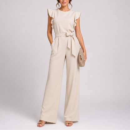 Women’s Stylish Wide-Leg Jumpsuit with Ruffle Sleeves – Coordinated Outfit for Women