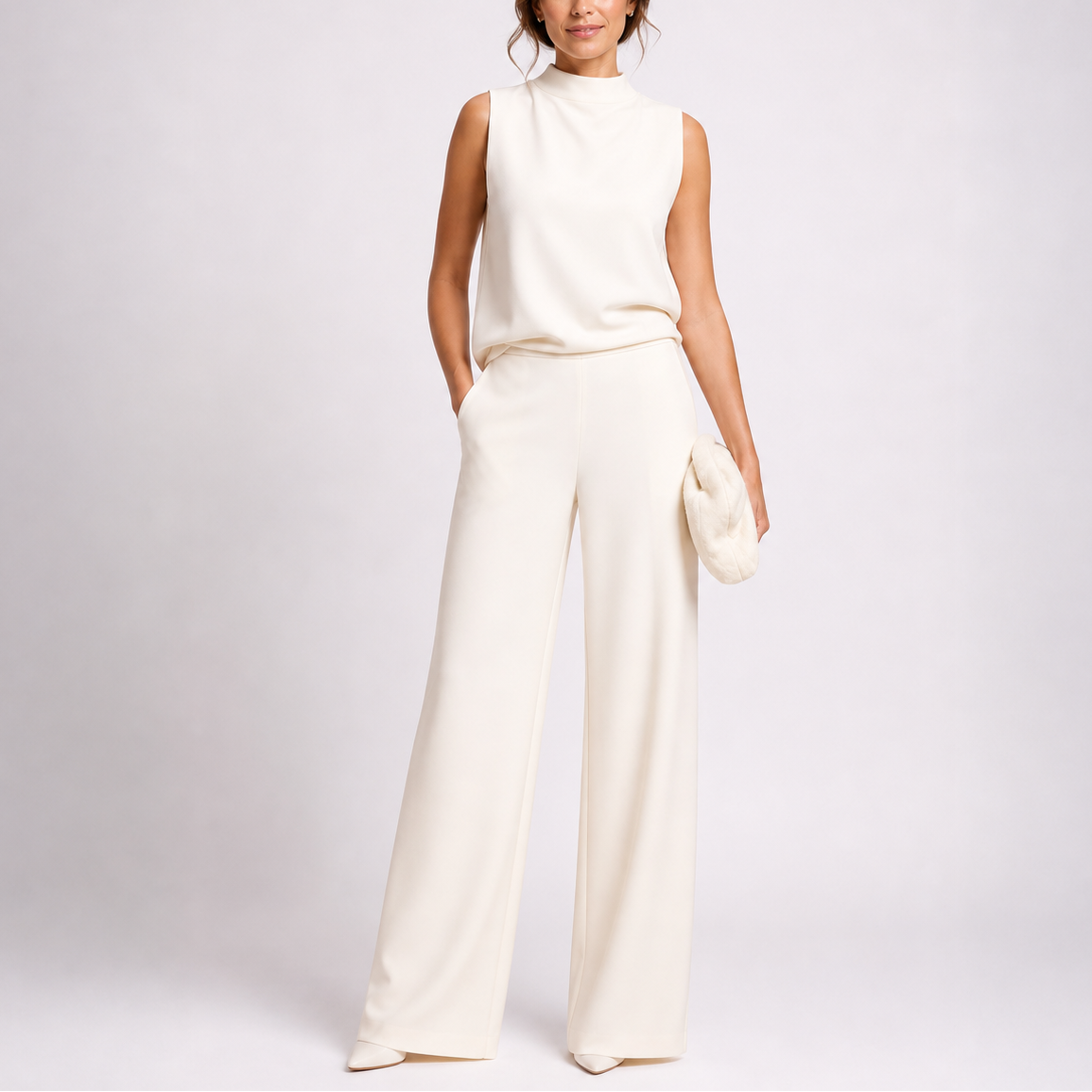 Women’s Jumpsuit with Sleeveless Upper and Wide-Leg Design – Matching Two-Piece Set UK